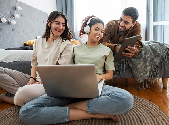 Family using tablet
